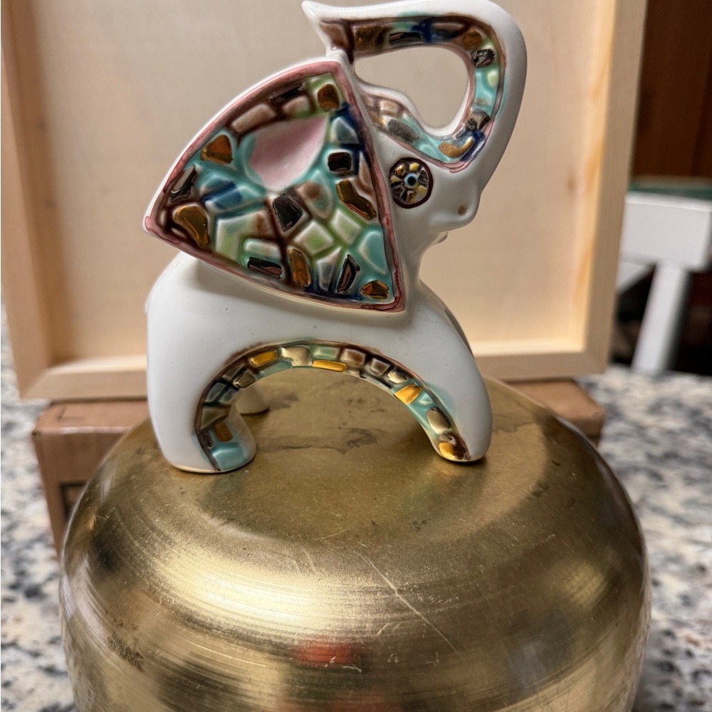 Colorful Mosaic Elephant Figurine